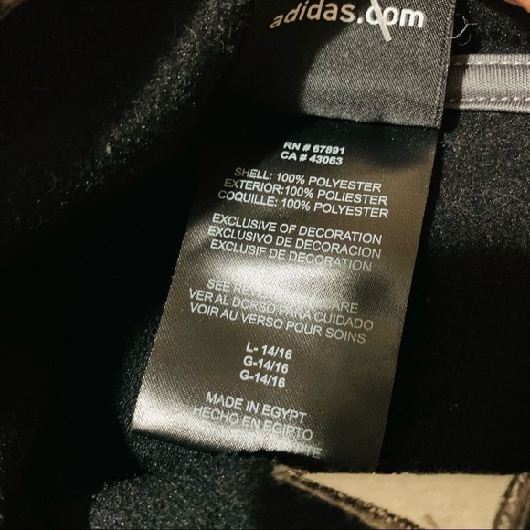 ADIDAS Tech' Fleece black Pullover Hoodie boy L - Picture 8 of 8